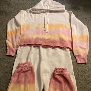 Crop top matching pants size Lg fleece